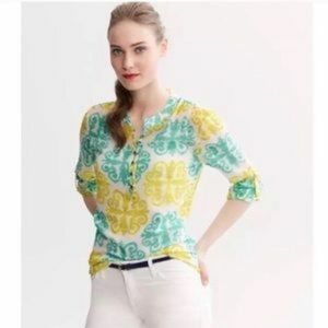 Milly x Banana Republic Medallion Semi Sheer Blouse Beach Tunic